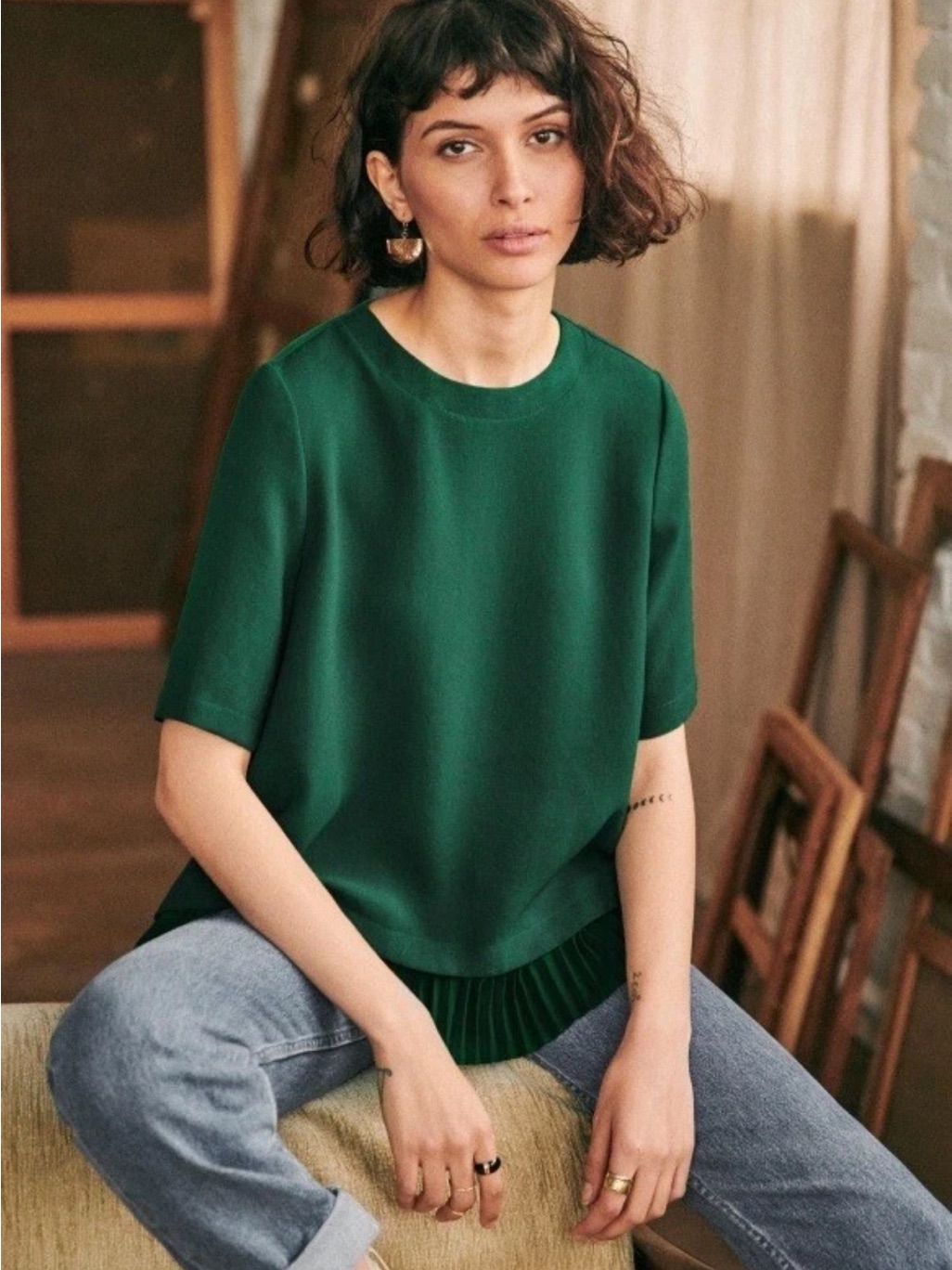 Nwot Szane Pernille Blouse In Vert Green Women’s 10
